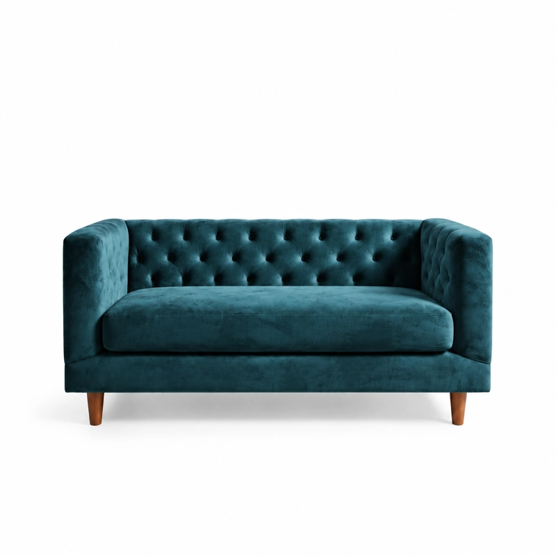 SOFA LATAM HOME BRESCIA 2 CUERPOS AZUL TELA VELVET VIVIAN - 2