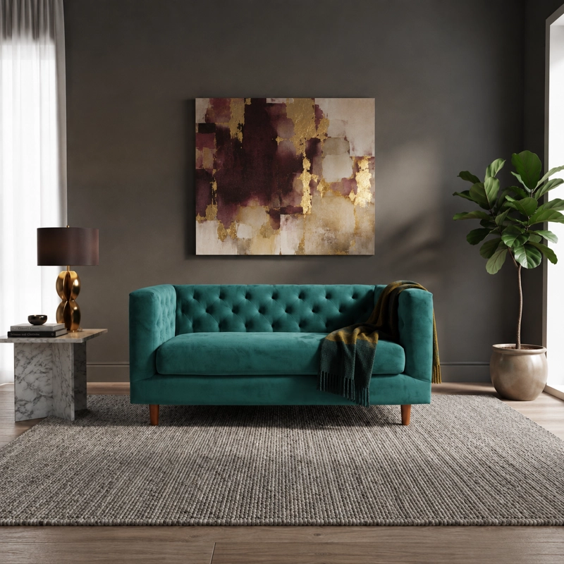 SOFA LATAM HOME BRESCIA 2 CUERPOS VERDE TELA VELVET VIVIAN - 1