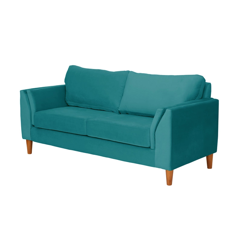 SOFA LATAM HOME MILAN 2 CUERPOS TURQUESA TELA VELVET CON RESORTES POCKET - 2