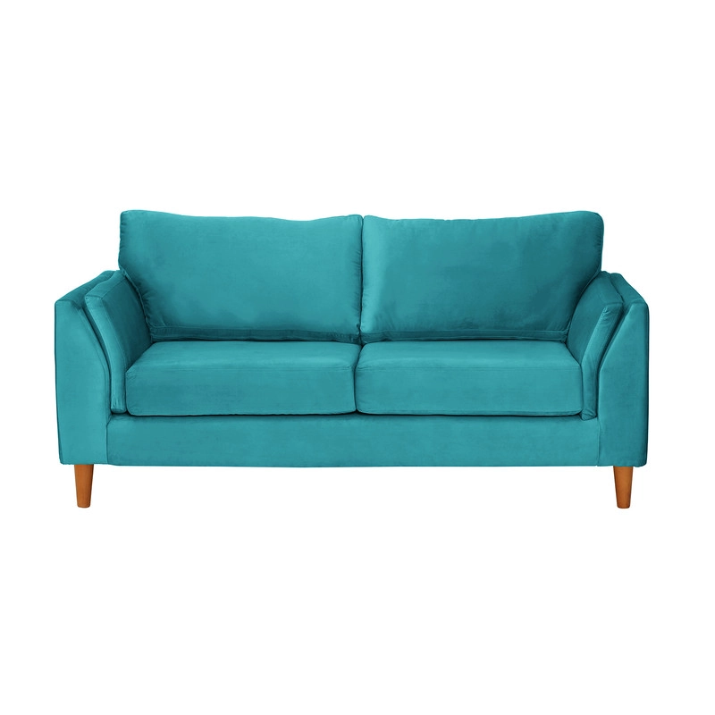 SOFA LATAM HOME MILAN 2 CUERPOS TURQUESA TELA VELVET CON RESORTES POCKET - 3