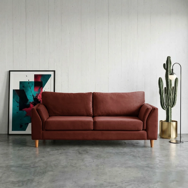 SOFA LATAM HOME MILAN 3 CUERPOS CHOCOLATE TELA VELVET CON RESORTES POCKET - 1