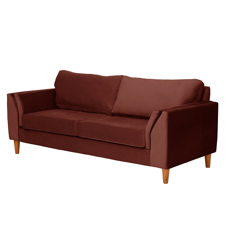 SOFA LATAM HOME MILAN 3 CUERPOS CHOCOLATE TELA VELVET CON RESORTES POCKET - 2