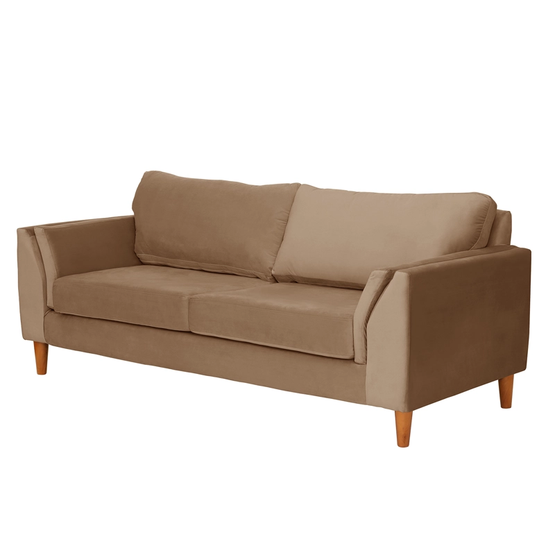 SOFA LATAM HOME MILAN 3 CUERPOS BEIGE TELA VELVET CON RESORTES POCKET - 2