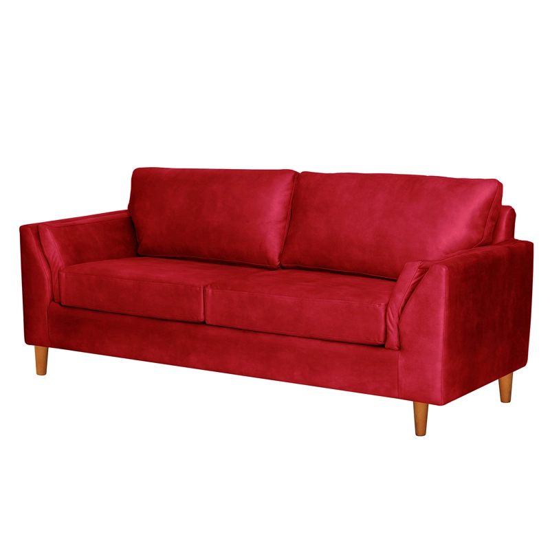 SOFA LATAM HOME MILAN 3 CUERPOS CUERO KENTUCKY ROJO CON RESORTES POCKET - 2
