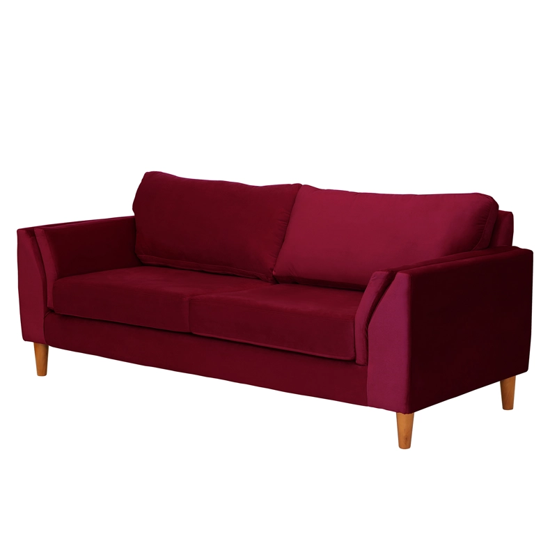 SOFA LATAM HOME MILAN 3 CUERPOS BURDEO TELA VELVET CON RESORTES POCKET - 2