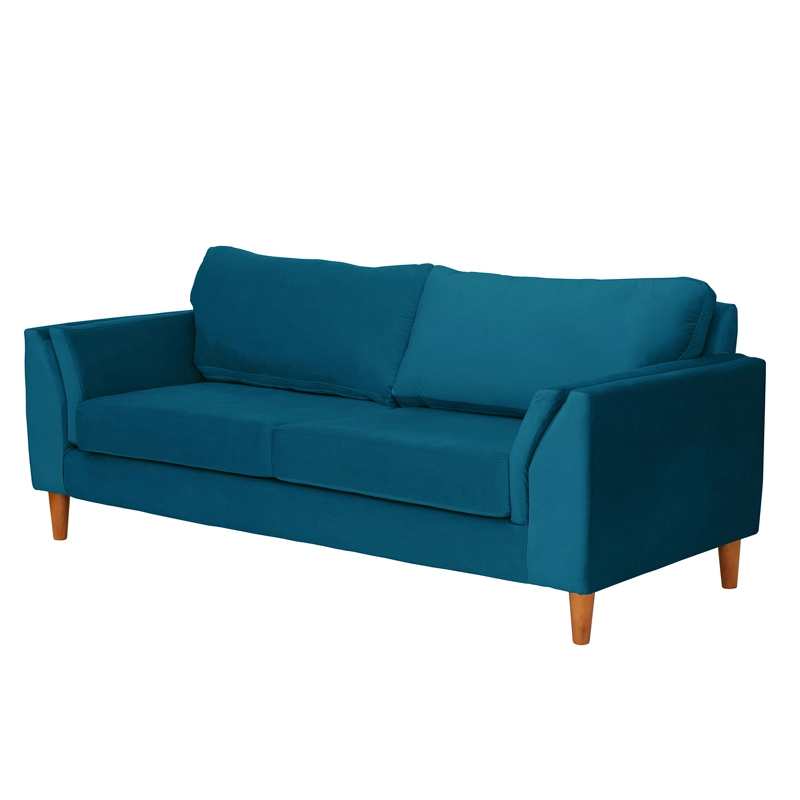 SOFA LATAM HOME MILAN 3 CUERPOS AZUL PETROLEO TELA VELVET CON RESORTES POCKET - 2