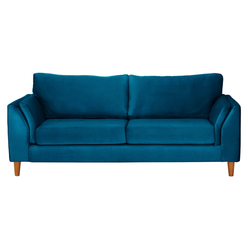 SOFA LATAM HOME MILAN 3 CUERPOS AZUL PETROLEO TELA VELVET CON RESORTES POCKET - 3