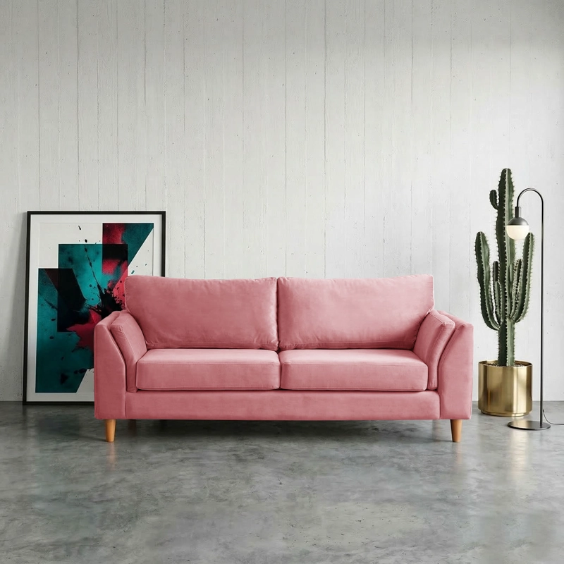 SOFA LATAM HOME MILAN 3 CUERPOS PALO ROSA TELA VELVET CON RESORTES POCKET - 1