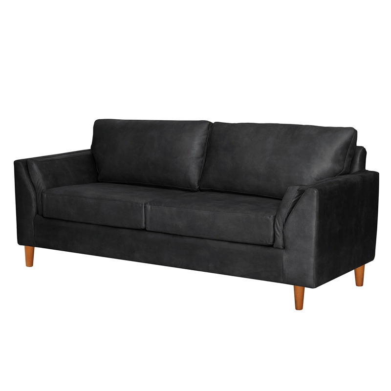SOFA LATAM HOME MILAN 3 CUERPOS CUERO KENTUCKY NEGRO CON RESORTES POCKET - 2