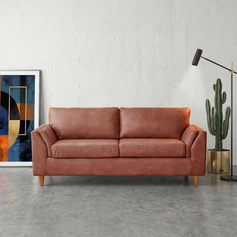 SOFA LATAM HOME MILAN 3 CUERPOS CUERO KENTUCKY TABACO CON RESORTES POCKET - 1