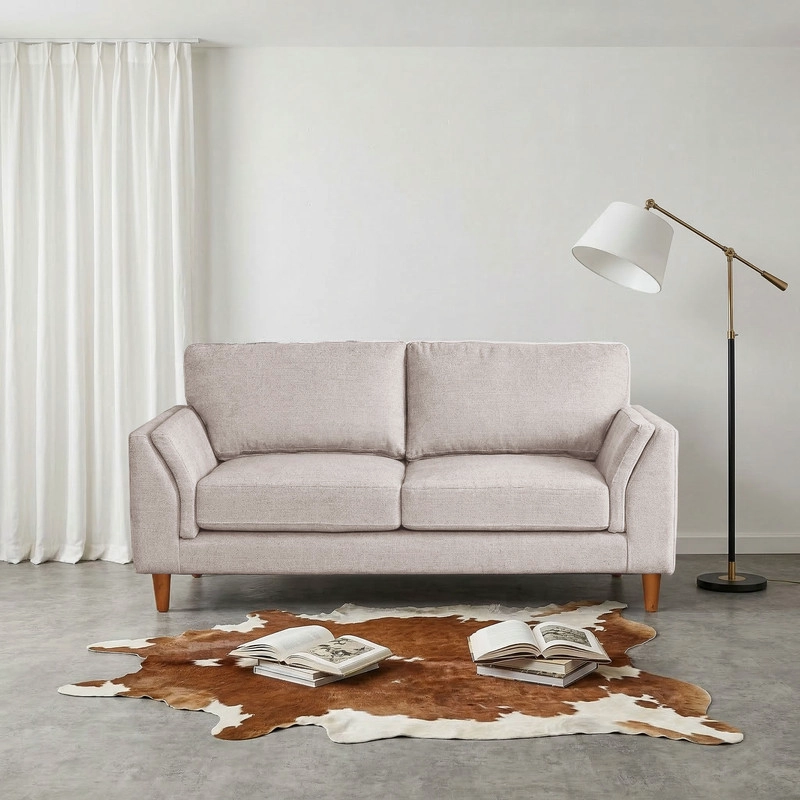 SOFA LATAM HOME MILAN 2 CUERPOS LINO BLANCO CON RESORTES POCKET - 1