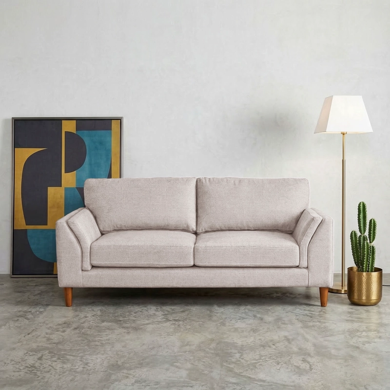 SOFA LATAM HOME MILAN 3 CUERPOS LINO BLANCO CON RESORTES POCKET - 1