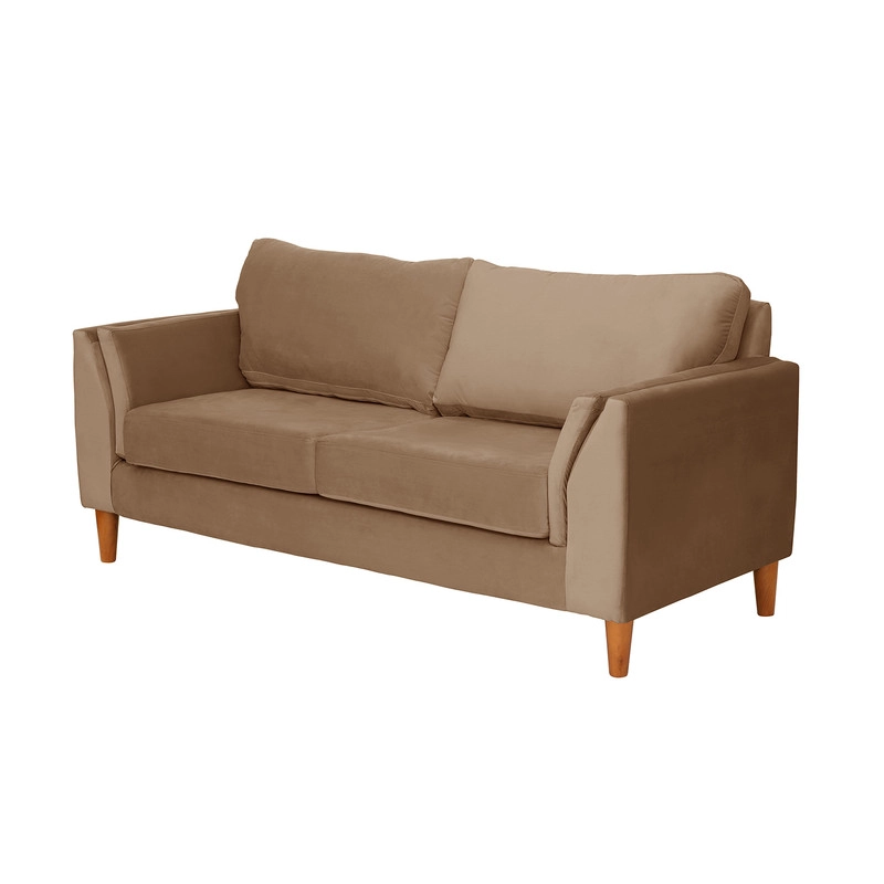 SOFA LATAM HOME MILAN 2 CUERPOS BEIGE TELA VELVET CON RESORTES POCKET - 2