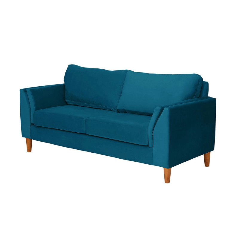 SOFA LATAM HOME MILAN 2 CUERPOS AZUL PETROLEO TELA VELVET CON RESORTES POCKET - 2