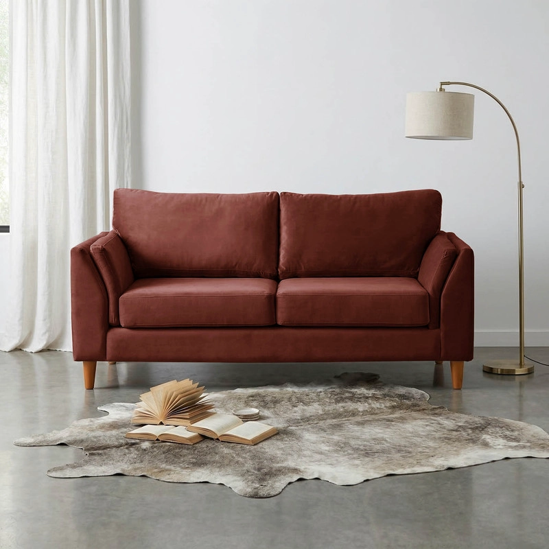 SOFA LATAM HOME MILAN 2 CUERPOS CHOCOLATE TELA VELVET CON RESORTES POCKET - 1