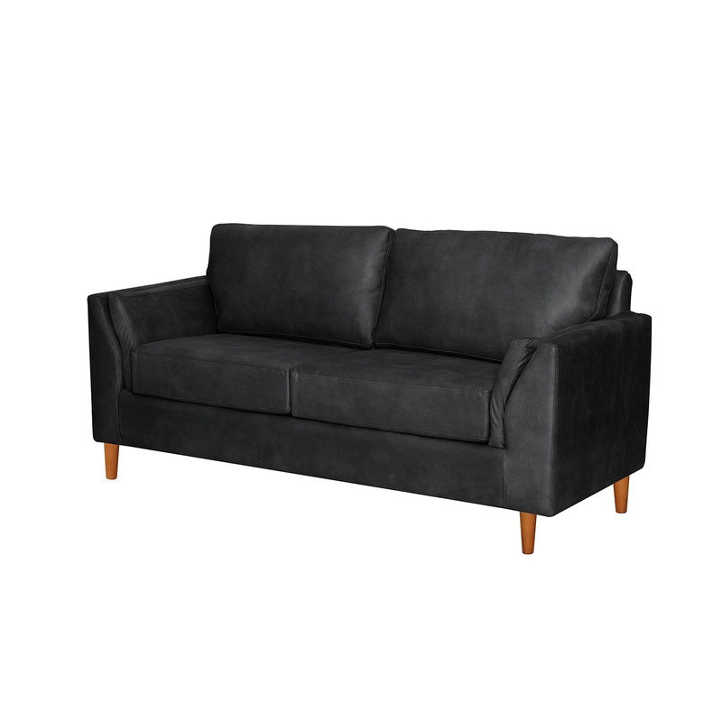 SOFA LATAM HOME MILAN 2 CUERPOS CUERO KENTUCKY NEGRO CON RESORTES POCKET - 2