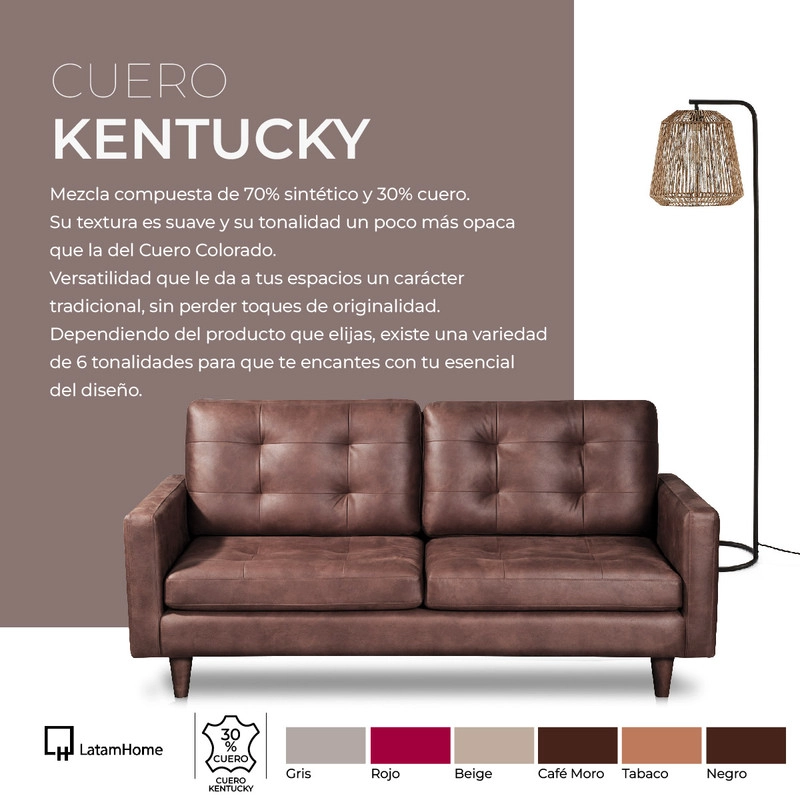 SOFA LATAM HOME MILAN 2 CUERPOS CUERO KENTUCKY NEGRO CON RESORTES POCKET - 7