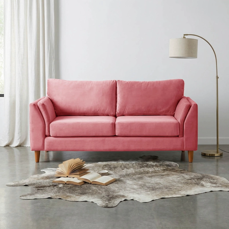 SOFA LATAM HOME MILAN 2 CUERPOS PALO ROSA TELA VELVET CON RESORTES POCKET - 1