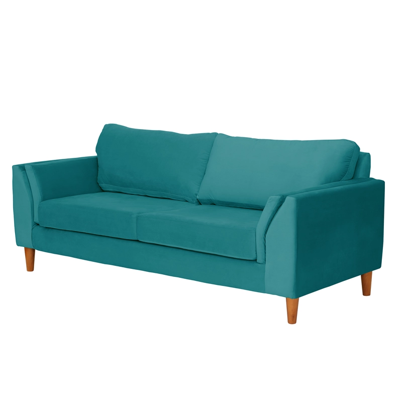 SOFA LATAM HOME MILAN 3 CUERPOS TURQUESA TELA VELVET CON RESORTES POCKET - 2