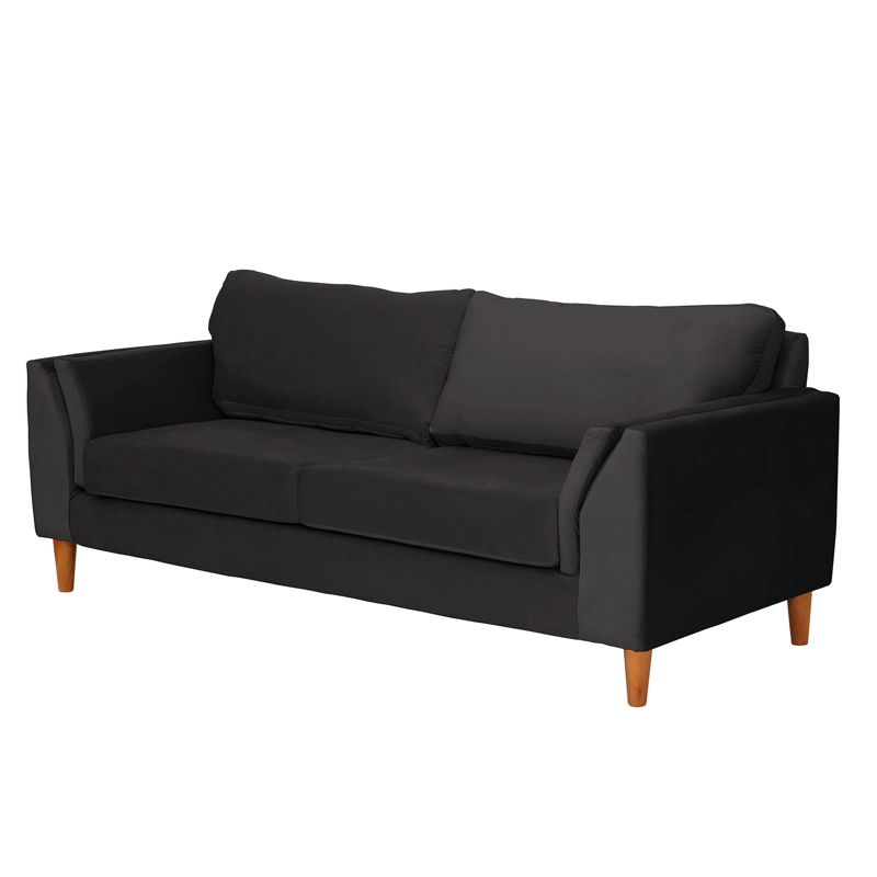 SOFA LATAM HOME MILAN 3 CUERPOS NEGRO TELA VELVET CON RESORTES POCKET - 2