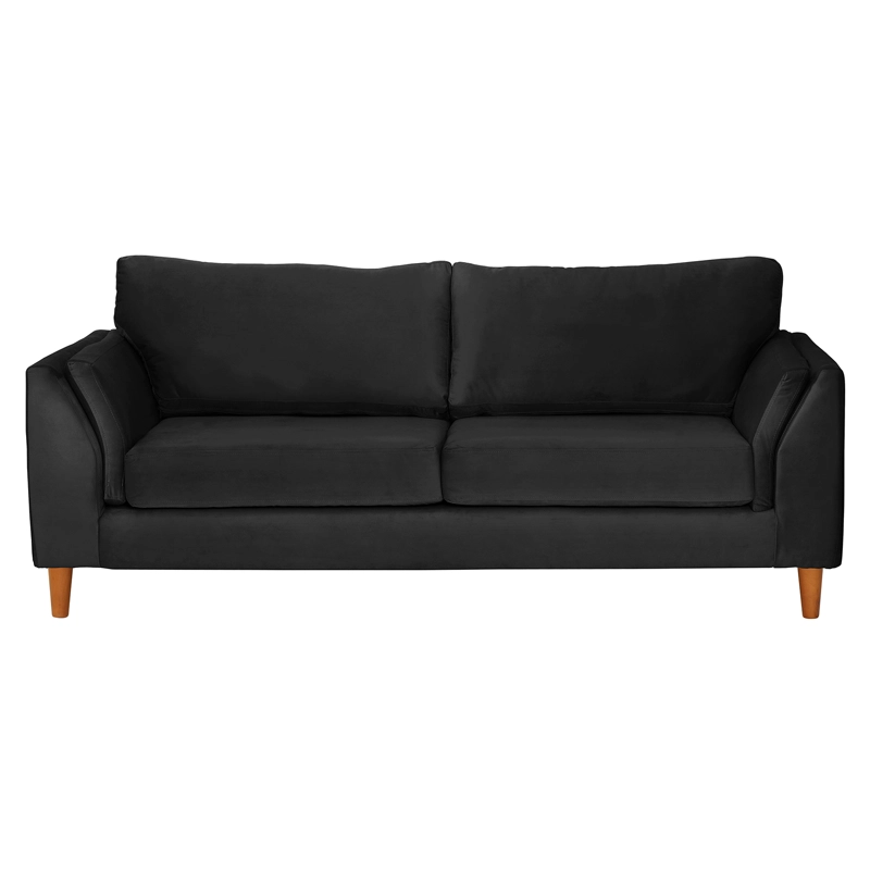 SOFA LATAM HOME MILAN 3 CUERPOS NEGRO TELA VELVET CON RESORTES POCKET - 3