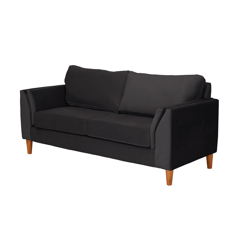 SOFA LATAM HOME MILAN 2 CUERPOS NEGRO TELA VELVET CON RESORTES POCKET - 2
