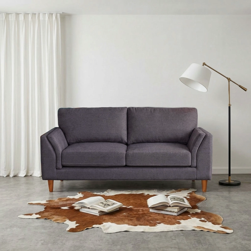 SOFA LATAM HOME MILAN 2 CUERPOS LINO GRIS OSCURO CON RESORTES POCKET - 1