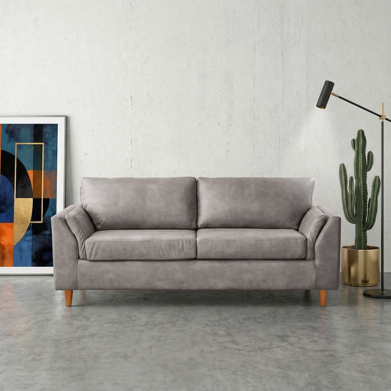SOFA LATAM HOME MILAN 3 CUERPOS CUERO KENTUCKY GRIS CON RESORTES POCKET - 1
