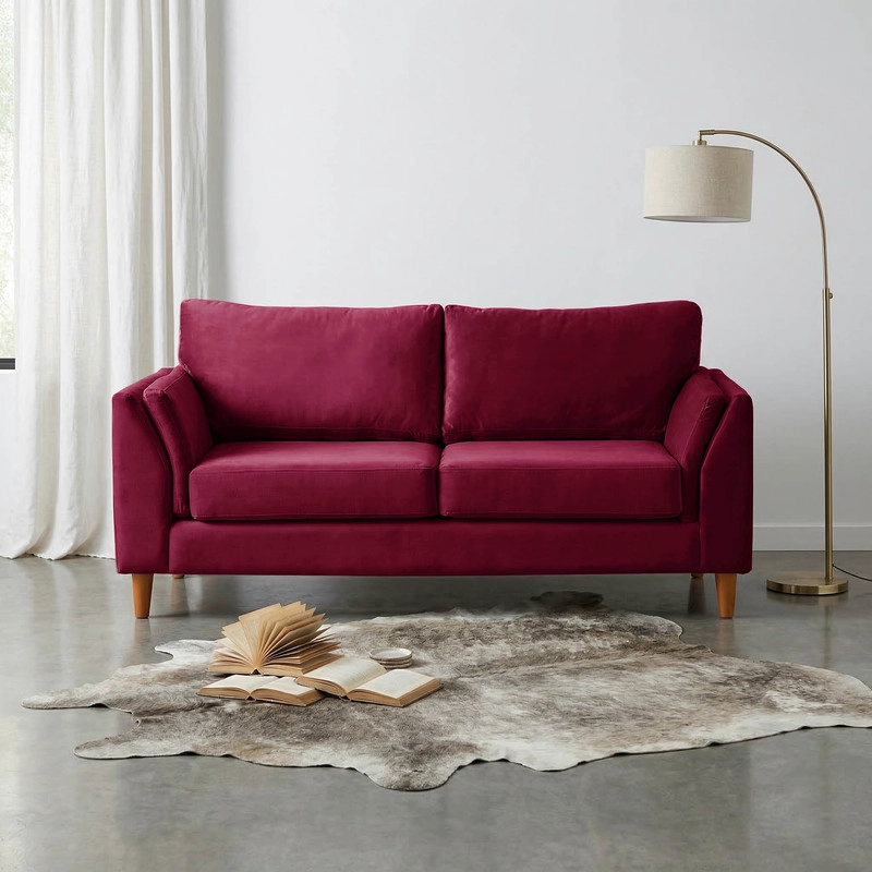 SOFA LATAM HOME MILAN 2 CUERPOS BURDEO TELA VELVET CON RESORTES POCKET - 1