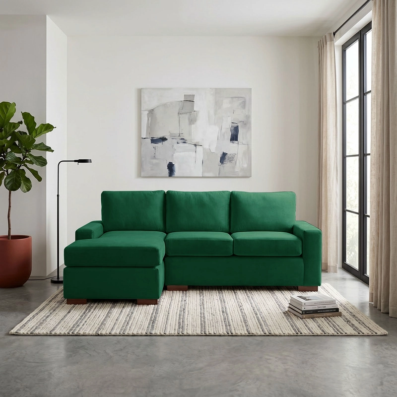SECCIONAL LATAM HOME LIVORNO IZQUIERDO 3 CUERPOS VERDE TELA VELVET - 1
