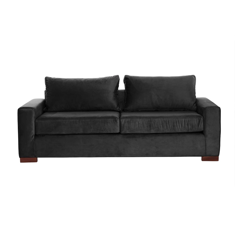 SOFA LATAM HOME LIVORNO 3 CUERPOS NEGRO TELA VELVET - 3