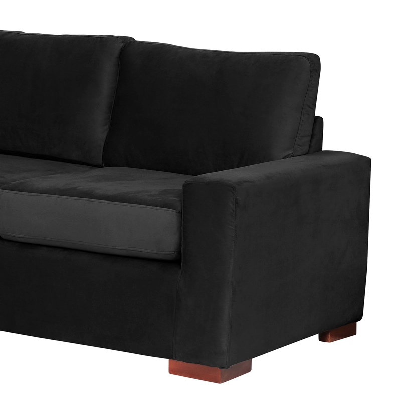 SOFA LATAM HOME LIVORNO 3 CUERPOS NEGRO TELA VELVET - 4