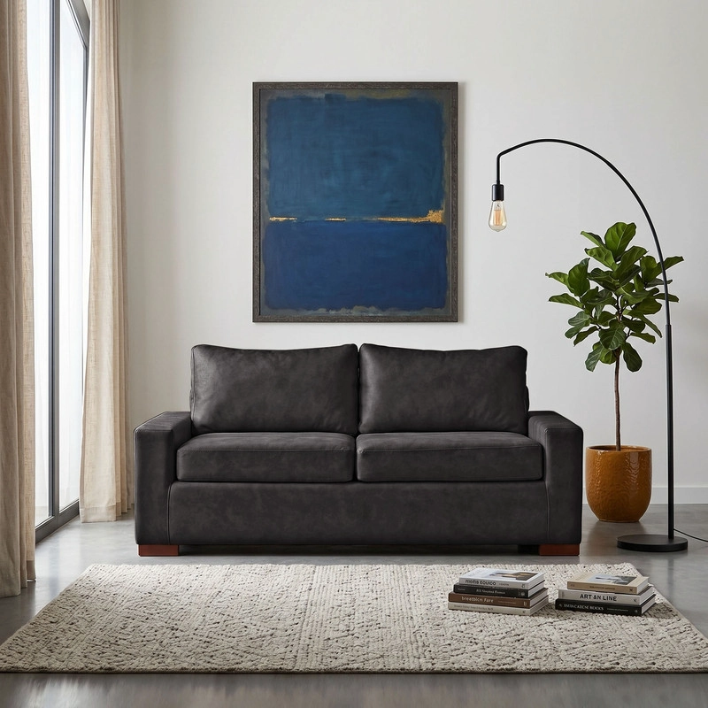 SOFA LATAM HOME LIVORNO 3 CUERPOS CUERO KENTUCKY NEGRO - 1