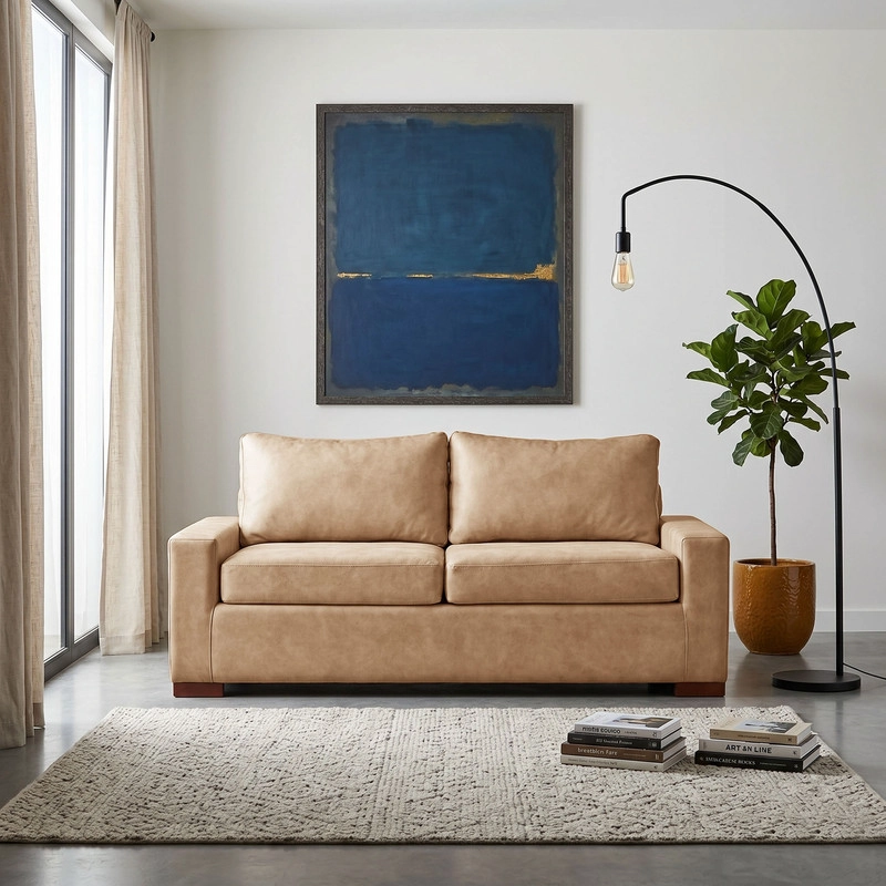 SOFA LATAM HOME LIVORNO 3 CUERPOS CUERO KENTUCKY BEIGE - 1