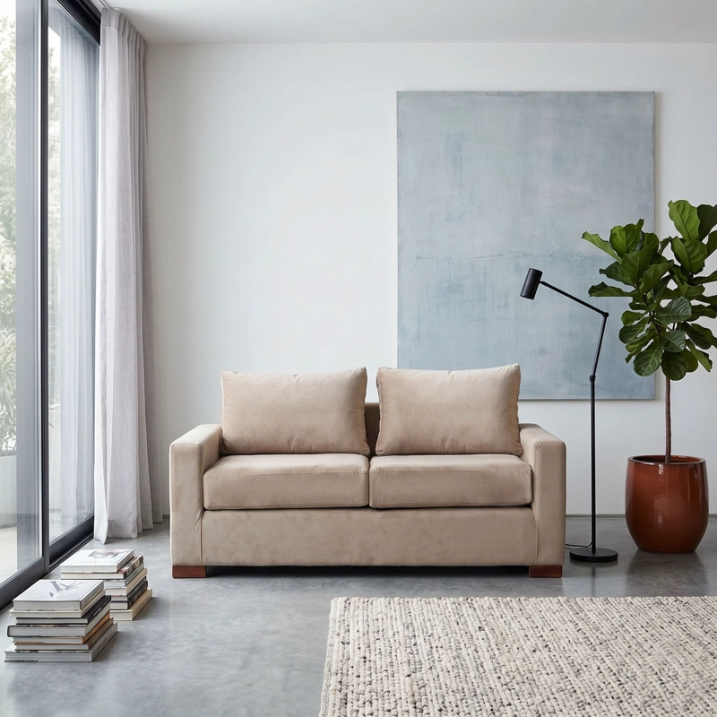 SOFA LATAM HOME LIVORNO 2 CUERPOS BEIGE TELA VELVET - 1