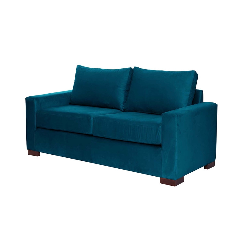 SOFA LATAM HOME LIVORNO 2 CUERPOS AZUL PETROLEO TELA VELVET - 2