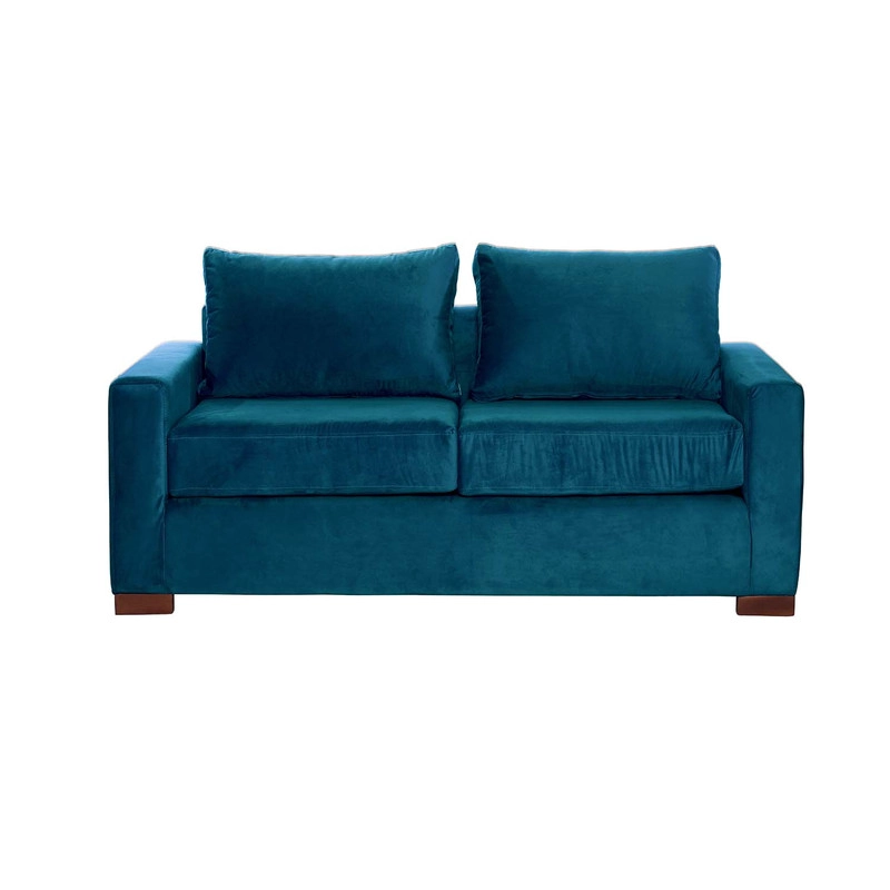 SOFA LATAM HOME LIVORNO 2 CUERPOS AZUL PETROLEO TELA VELVET - 3