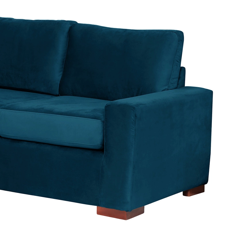 SOFA LATAM HOME LIVORNO 2 CUERPOS AZUL PETROLEO TELA VELVET - 7