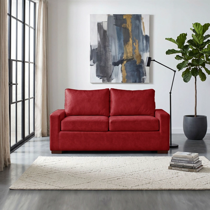 SOFA LATAM HOME LIVORNO 2 CUERPOS CUERO KENTUCKY ROJO - 1