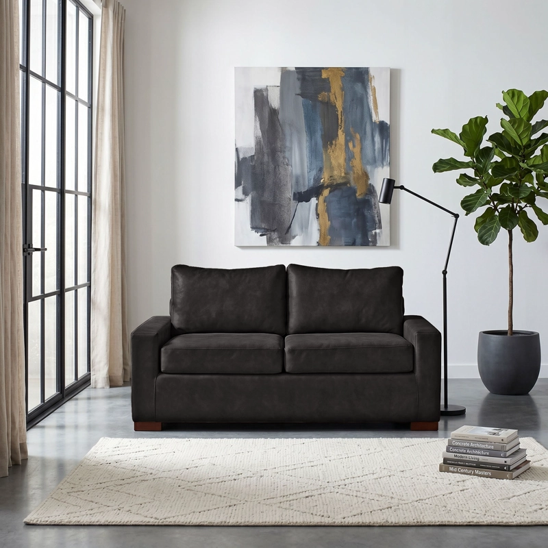 SOFA LATAM HOME LIVORNO 2 CUERPOS CUERO KENTUCKY NEGRO - 1