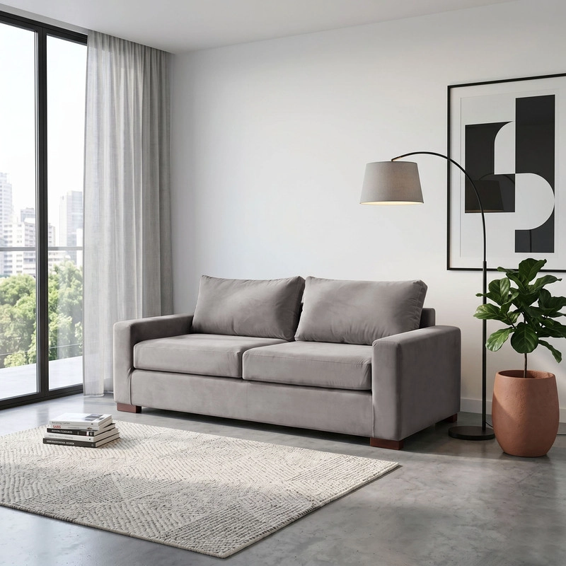 SOFA LATAM HOME LIVORNO 3 CUERPOS GRIS TELA VELVET - 1