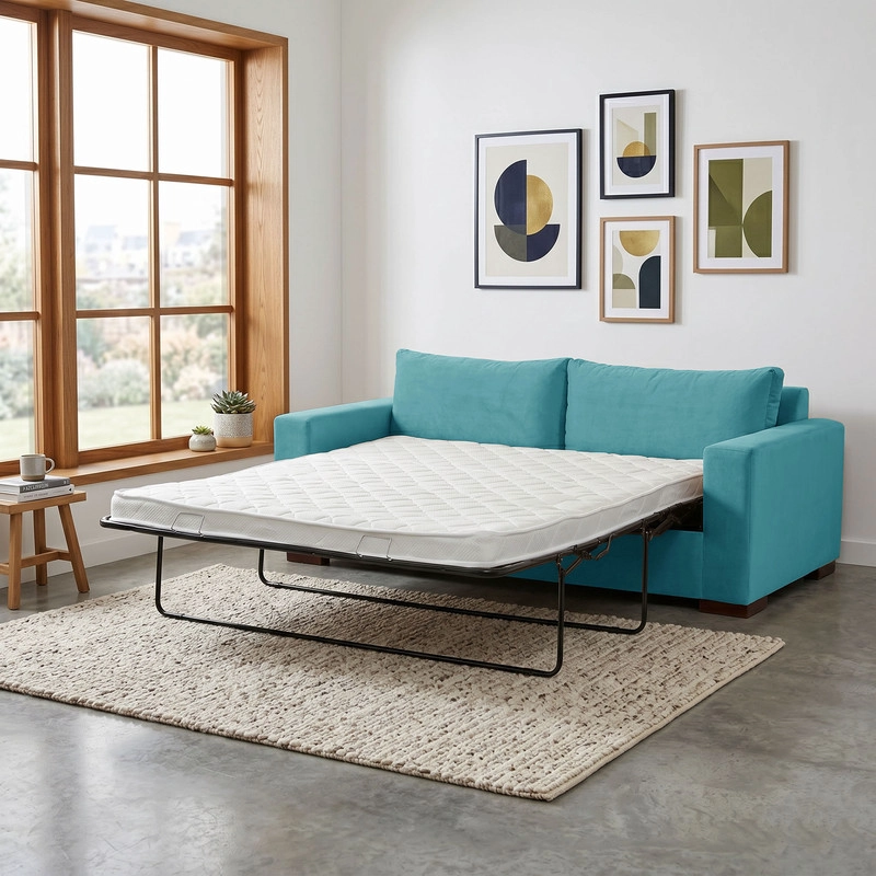 SOFA CAMA LATAM HOME LIVORNO 3 CUERPOS TURQUESA TELA VELVET 2PL - 1