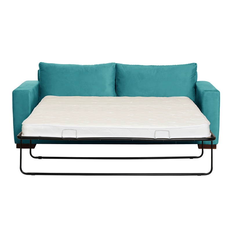 SOFA CAMA LATAM HOME LIVORNO 3 CUERPOS TURQUESA TELA VELVET 2PL - 2