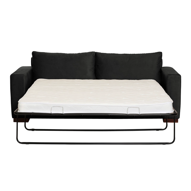 SOFA CAMA LATAM HOME LIVORNO 3 CUERPOS NEGRO TELA VELVET 2PL - 2