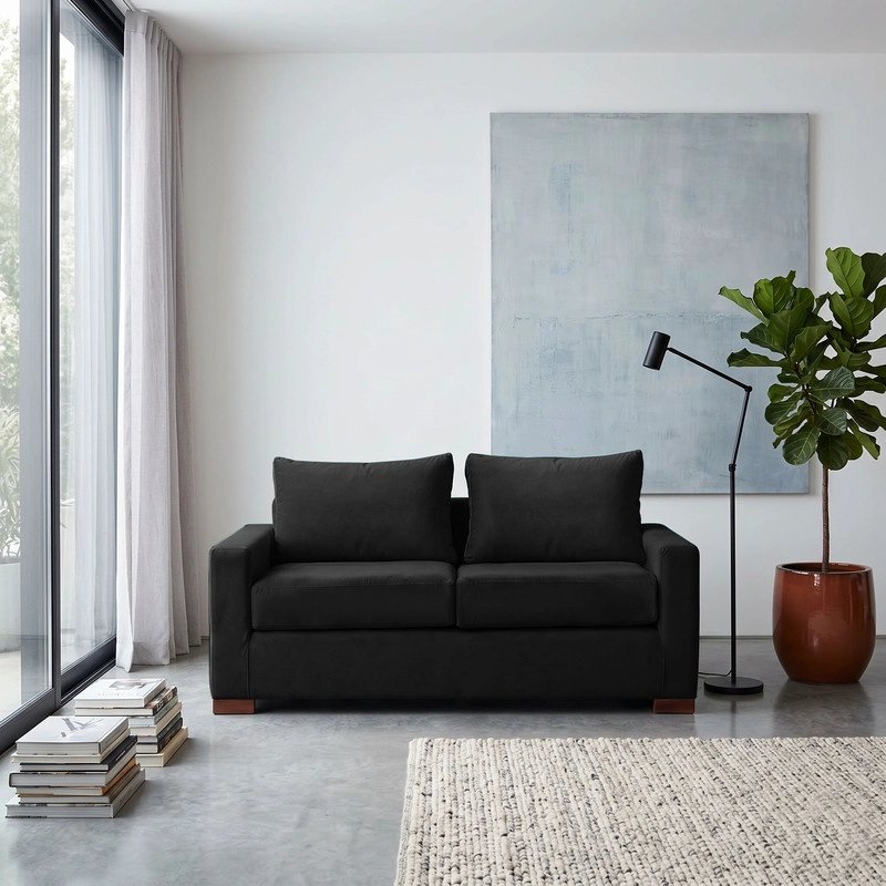 SOFA LATAM HOME LIVORNO 2 CUERPOS NEGRO TELA VELVET - 1