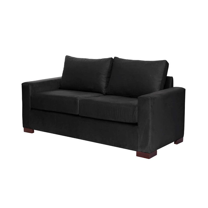 SOFA LATAM HOME LIVORNO 2 CUERPOS NEGRO TELA VELVET - 2