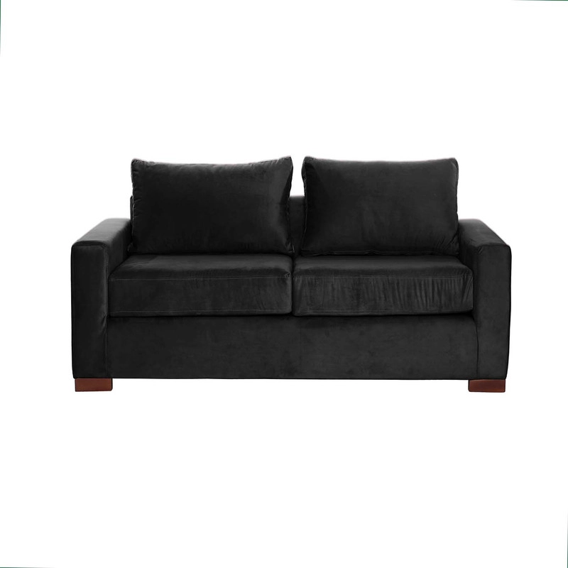 SOFA LATAM HOME LIVORNO 2 CUERPOS NEGRO TELA VELVET - 3