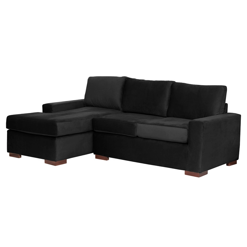 SECCIONAL LATAM HOME LIVORNO IZQUIERDO 3 CUERPOS NEGRO TELA VELVET - 2