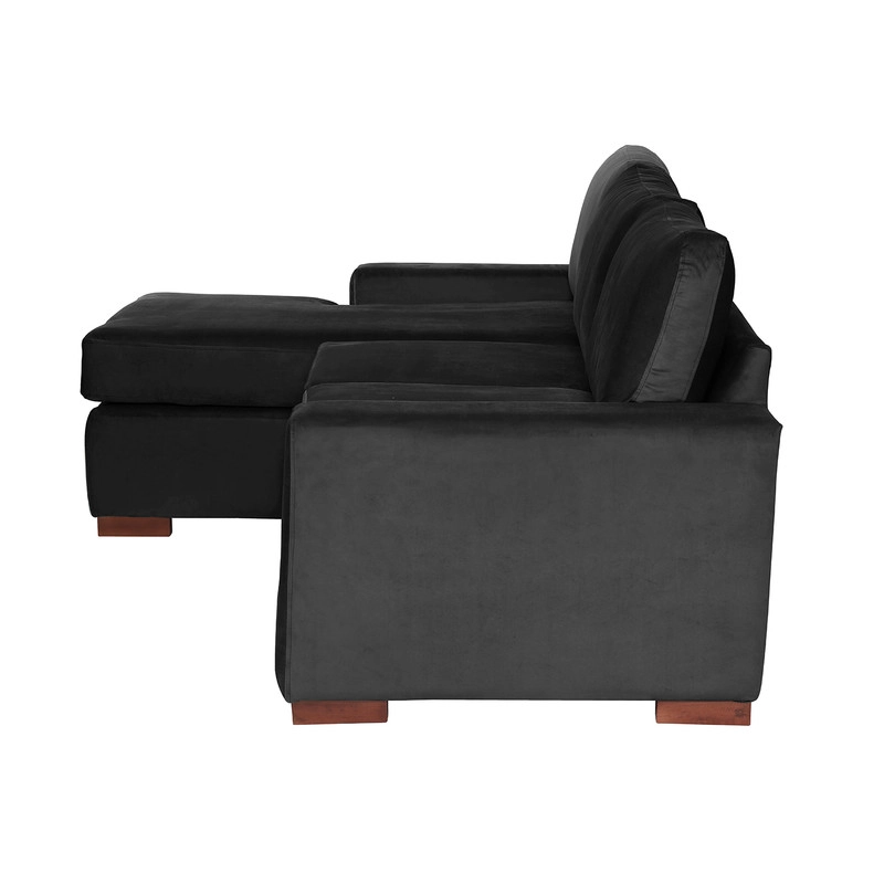 SECCIONAL LATAM HOME LIVORNO IZQUIERDO 3 CUERPOS NEGRO TELA VELVET - 3