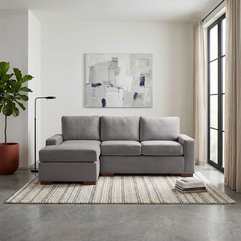 SECCIONAL LATAM HOME LIVORNO IZQUIERDO 3 CUERPOS GRIS TELA VELVET - 1